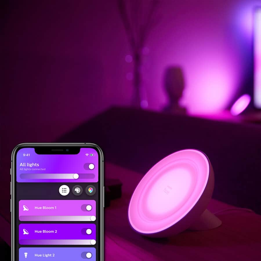 Настольная лампа Philips Hue Bloom, 2000K-6500K, Color, Bluetooth, димируемая, чёрная