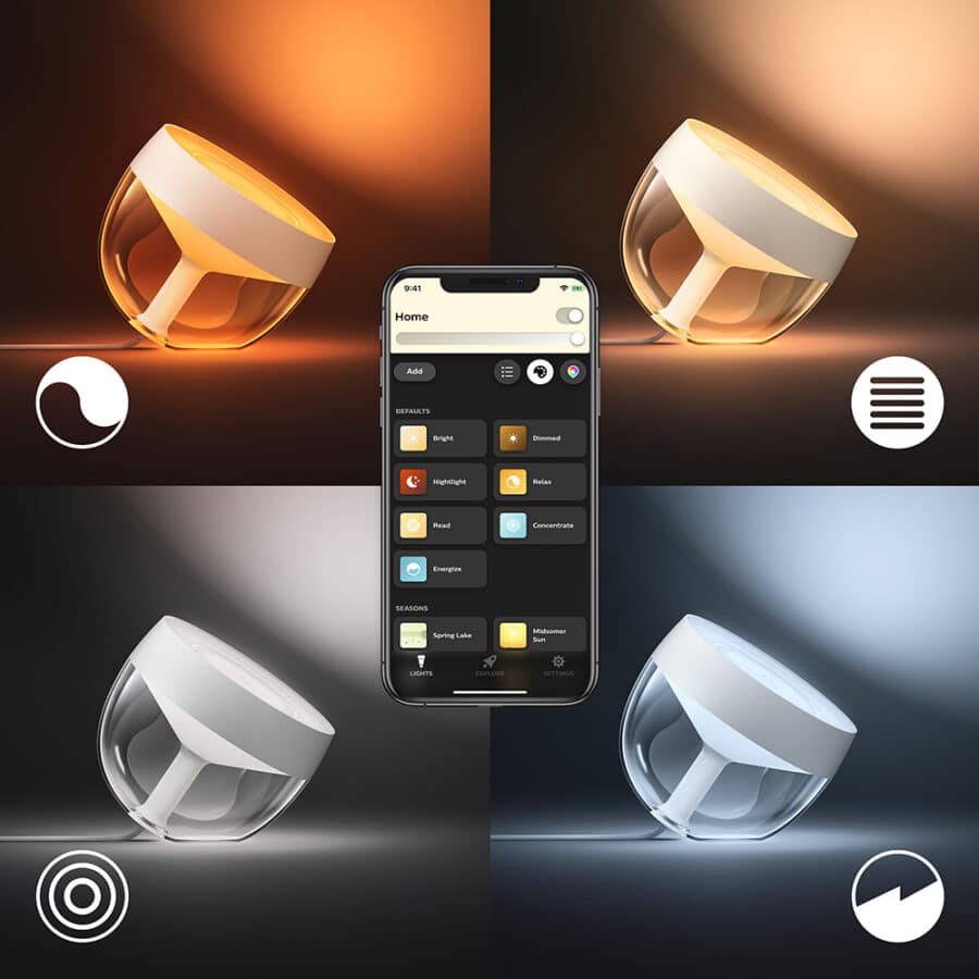 Настольная лампа Philips Hue Iris, 2000K-6500K, Color, Bluetooth, димируемая, белая