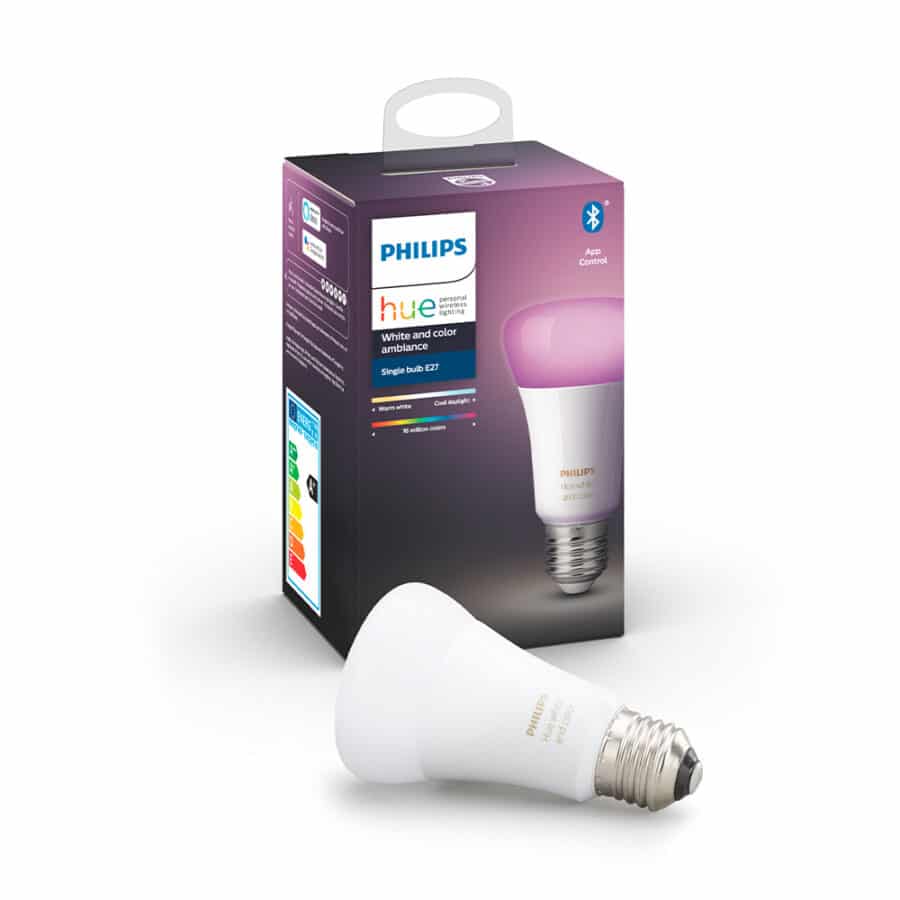 Умная лампа Philips Hue Single Bulb E27, 9W(60Вт), 2000K-6500K, Color, Bluetooth, димируемая