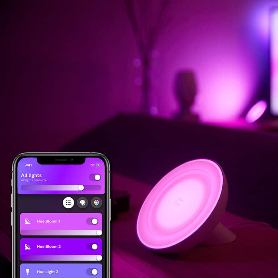 Настольная лампа Philips Hue Bloom, 2000K-6500K, Color, Bluetooth, димируемая, белая